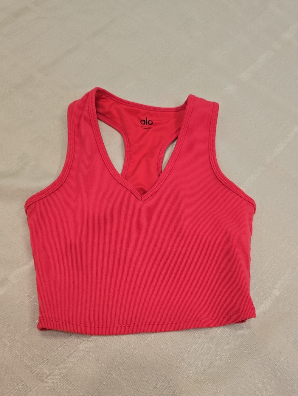 ALO Yoga Goddess Ribbed Cropped Racerback Tank - Red - Picture 2 of 9